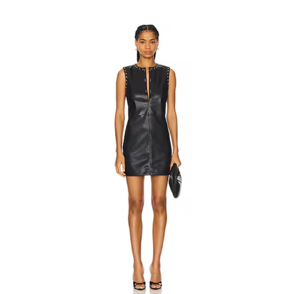 Rag & Bone Brigette Faux Leather Studded Mini Dress Size 2 4